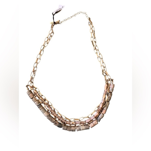 Jewelry - Multilayer necklace with natural beads and stones on Paper Clip Adjustable chain